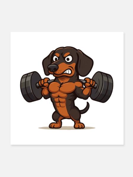 Teckel de fitness – une force forte à la salle de sport - Poster 20 x 20 cm - blanc - Devant