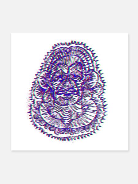 Neon Mandala Dragon Eye - Poster 8" x 8" (20x20 cm) - white - Front
