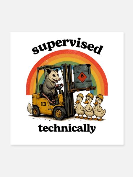 Bear Forklift Rainbow Ducks - Poster 8" x 8" (20x20 cm) - white - Front