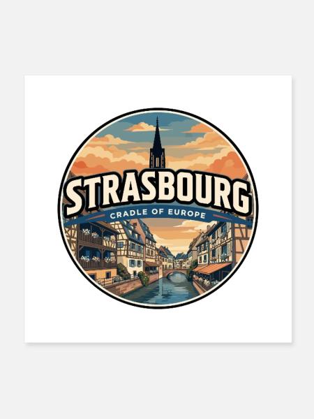 Retro Strasbourg Petite France Badge - Poster 8" x 8" (20x20 cm) - white - Front