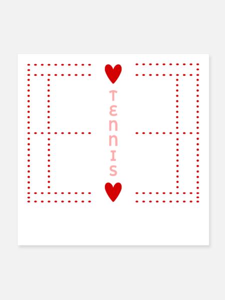 Tennisplatz - Poster 20x20 cm - Weiß - Vorne