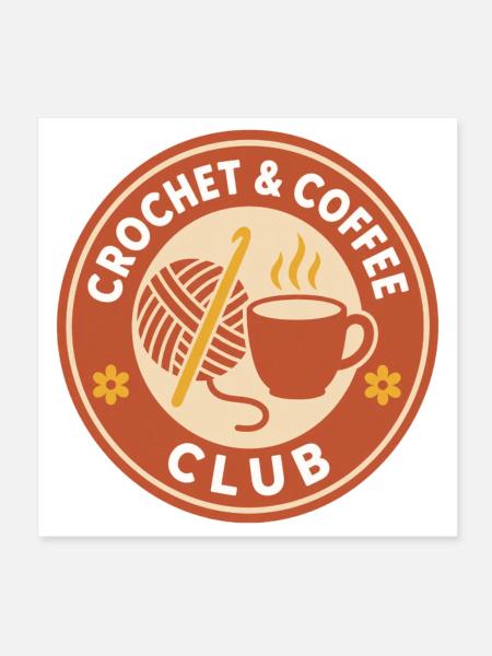 Chemise Kaffee Häkeln du Crochet Coffee Club - Poster 20 x 20 cm - blanc - Devant