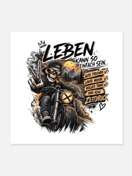Leben geht locker auf dem Motorrad - Poster 20x20 cm - Weiß - Vorne