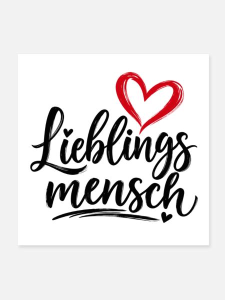 Herz-Pinselstrich mit Kalligrafie - Poster 20x20 cm - Weiß