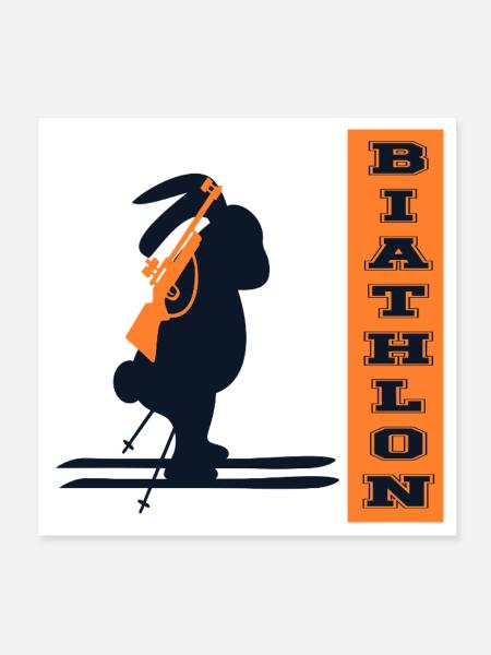 Hase Biathlon - Poster 20x20 cm - Weiß - Vorne