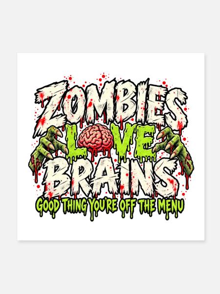 Das Zombie-Menü. - Poster 20x20 cm - Weiß