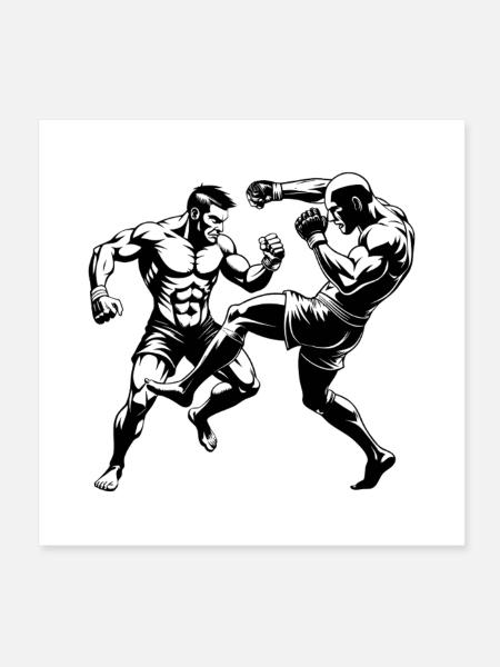MMA-Kämpfer - Poster 20x20 cm - Weiß