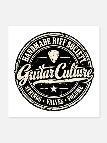 HANDMADE RIFF SOCIETY | Gitarrenkultur - Poster 20x20 cm - Weiß - Vorne