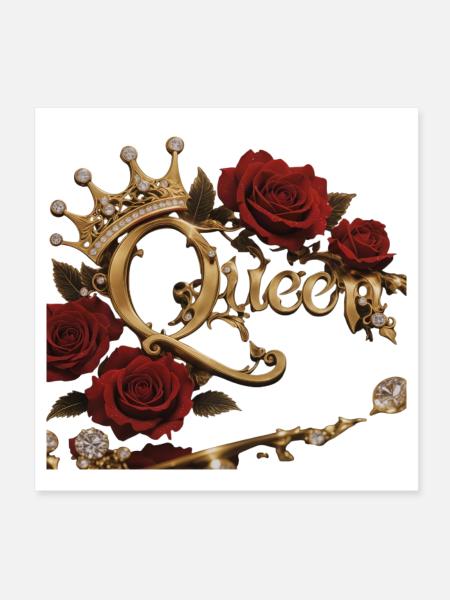 Queen Crown Roses Gold - Poster 20x20 cm - Weiß - Vorne