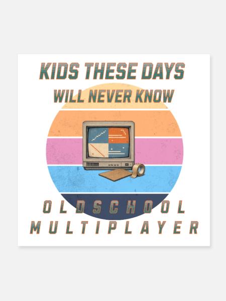 90s Gaming - Oldschool Multiplayer - Screencheat - Poster 20x20 cm - Weiß - Vorne