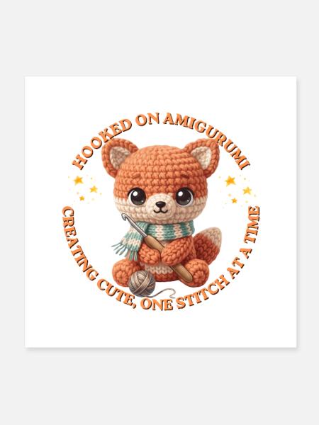 Amigurumi-Fuchs mit Draht - Poster 20x20 cm - Weiß