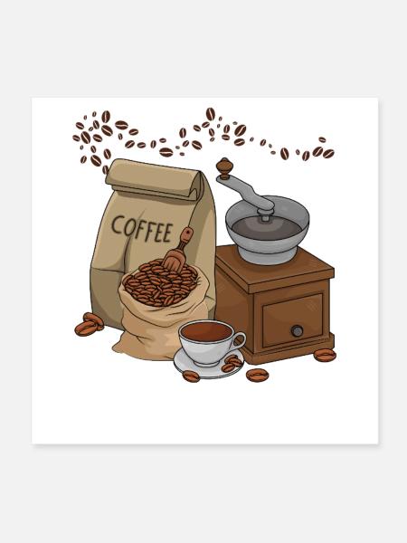 Kaffee - Poster 20x20 cm - Weiß - Vorne