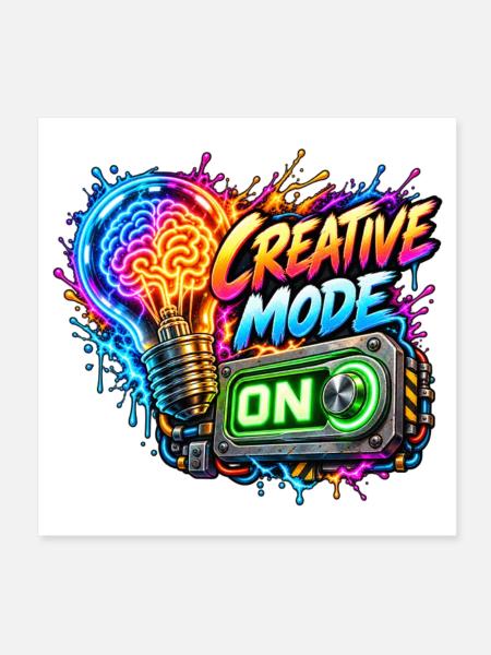 Kreativer Modus Neon Druck - Poster 20x20 cm - Weiß - Vorne