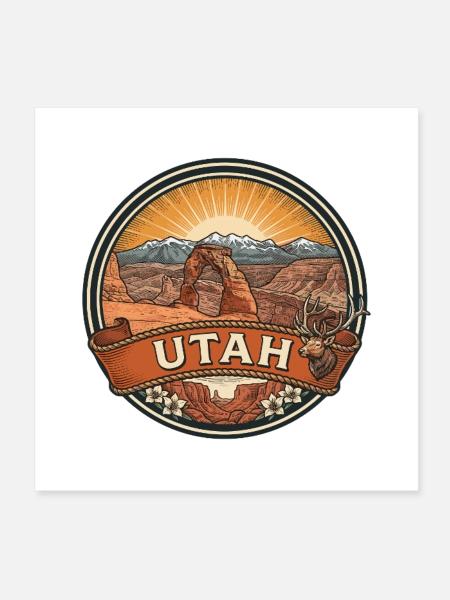 Utah Delicate Arch Canyon Vintage-Reisegeschenk - Poster 20x20 cm - Weiß - Vorne