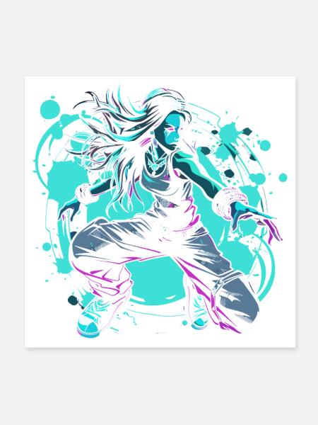 Cartoon B-Girl - Poster 20x20 cm - Weiß - Vorne