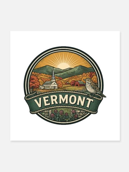 Vermont Green Mountains Herbstreise-Abzeichen - Poster 20x20 cm - Weiß - Vorne
