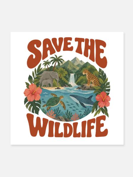 Save The Wildlife - Poster 20x20 cm - Weiß - Vorne