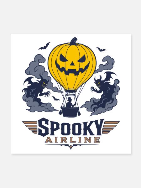 Pumpkin Flug Spooky Airline - Poster 20x20 cm - Weiß - Vorne