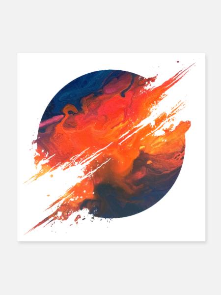 Aurora Ember Abstract Splash - Poster 20x20 cm - Weiß - Vorne