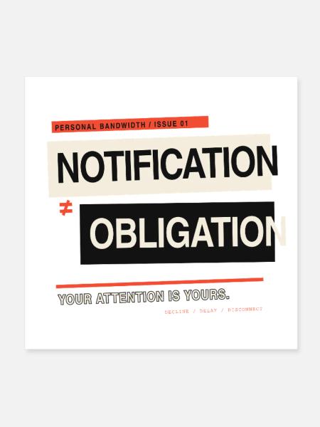 Benachrichtigung ≠ Verpflichtung – Digitale Grenzen - Poster 20x20 cm - Weiß - Vorne