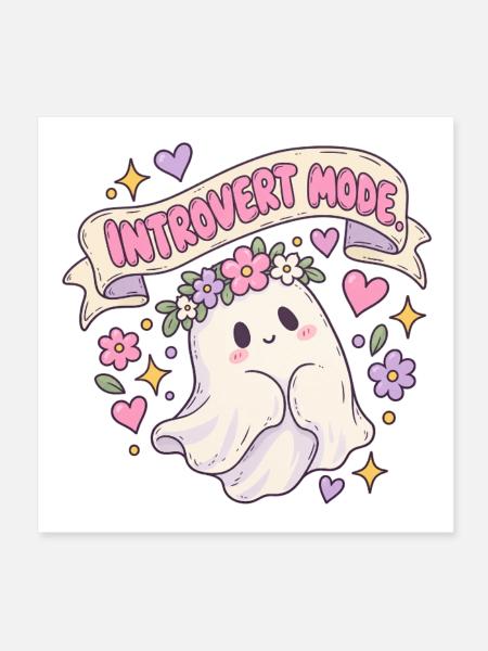 Introvert Mode Geist mit Blumenkranz - Poster 20x20 cm - Weiß - Vorne
