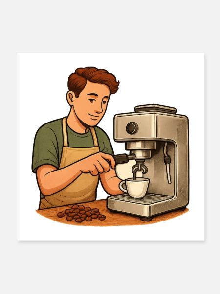 Geschenk für neue Hobby-Baristas mit Siebträger - Poster 20x20 cm - Weiß - Vorne