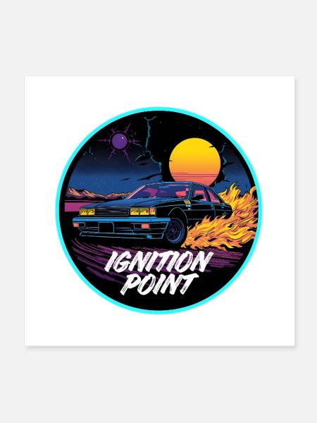 Ignition Point Retro Turbo Streetwear - Poster 20x20 cm - Weiß - Vorne