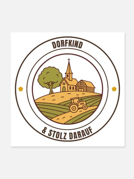 Dorfkind & stolz darauf. Landleben Shirt - Poster 20x20 cm - Weiß - Vorne