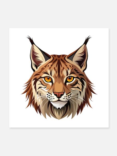 Wilder Luchs - Poster 20x20 cm - Weiß - Vorne