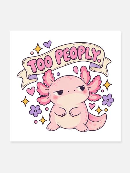 Too Peoply Cute Dragon Sticker - Poster 20x20 cm - Weiß - Vorne