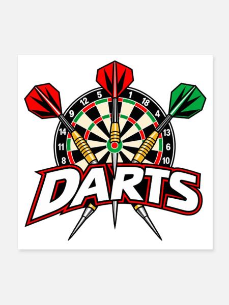 Dartboard - Dartspiel - Darts Bilder - Poster 20x20 cm - Weiß - Vorne