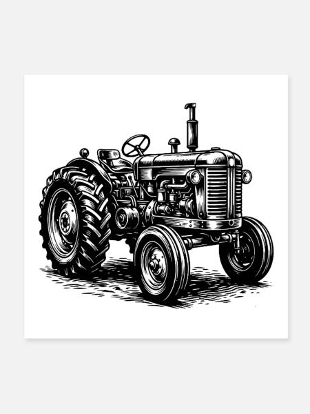 Traktor / Traktor / Traktor - Poster 20x20 cm - Weiß - Vorne