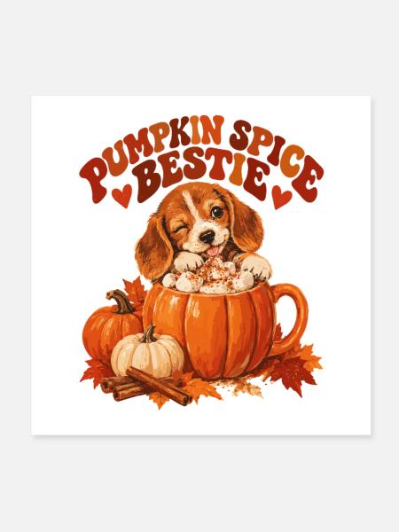 Pumpkin Spice Bestie - Poster 20x20 cm - Weiß - Vorne