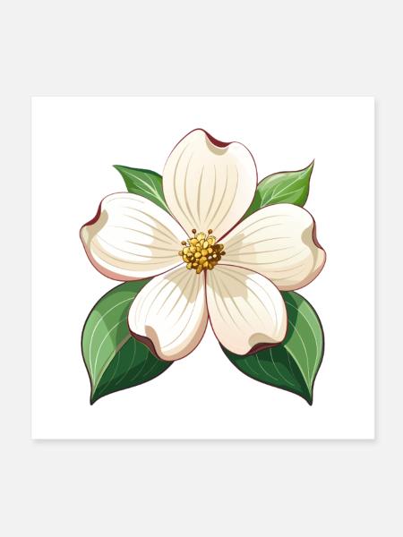 Hartriegelblume - Poster 20x20 cm - Weiß - Vorne
