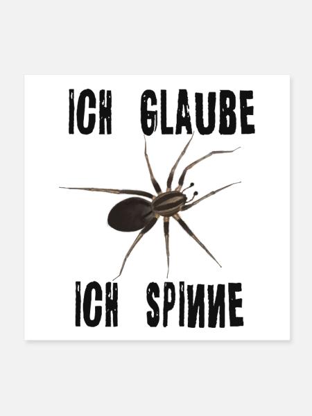 Ich glaube ich spinne - Spinne Spruch - Poster 20x20 cm - Weiß - Vorne