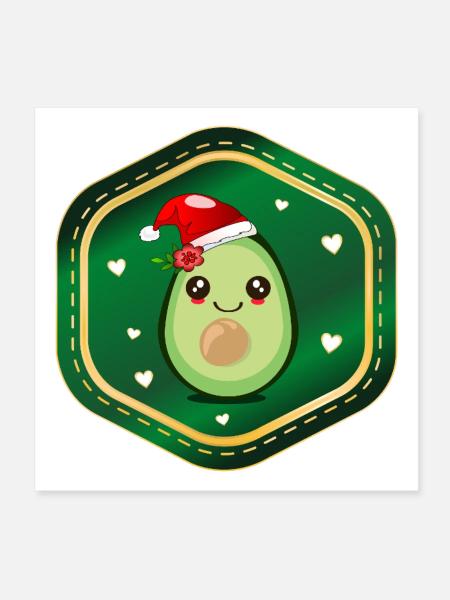 Weihnachts-Avocado - Poster 20x20 cm - Weiß - Vorne