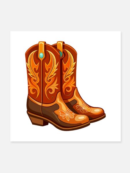 Cowgirl-Stiefel - Poster 20x20 cm - Weiß - Vorne