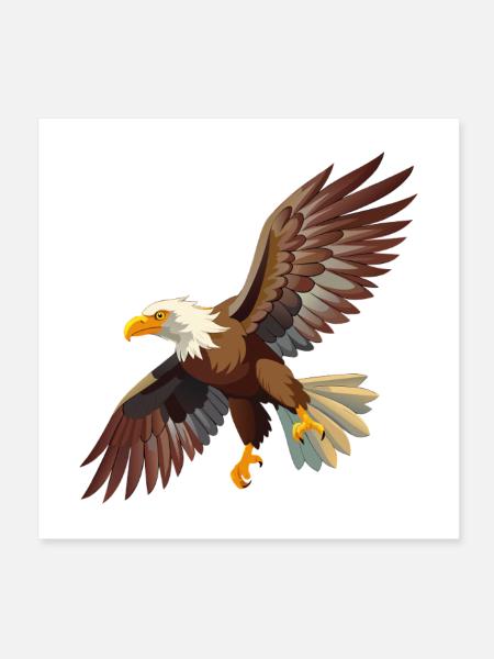 Fliegender Weißkopfseeadler - Poster 20x20 cm - Weiß - Vorne