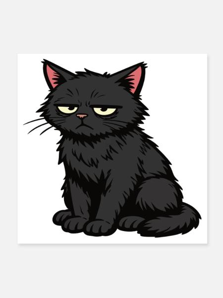 Schwarze Katze Katzen Katzenliebhaber Kätzchen - Poster 20x20 cm - Weiß - Vorne