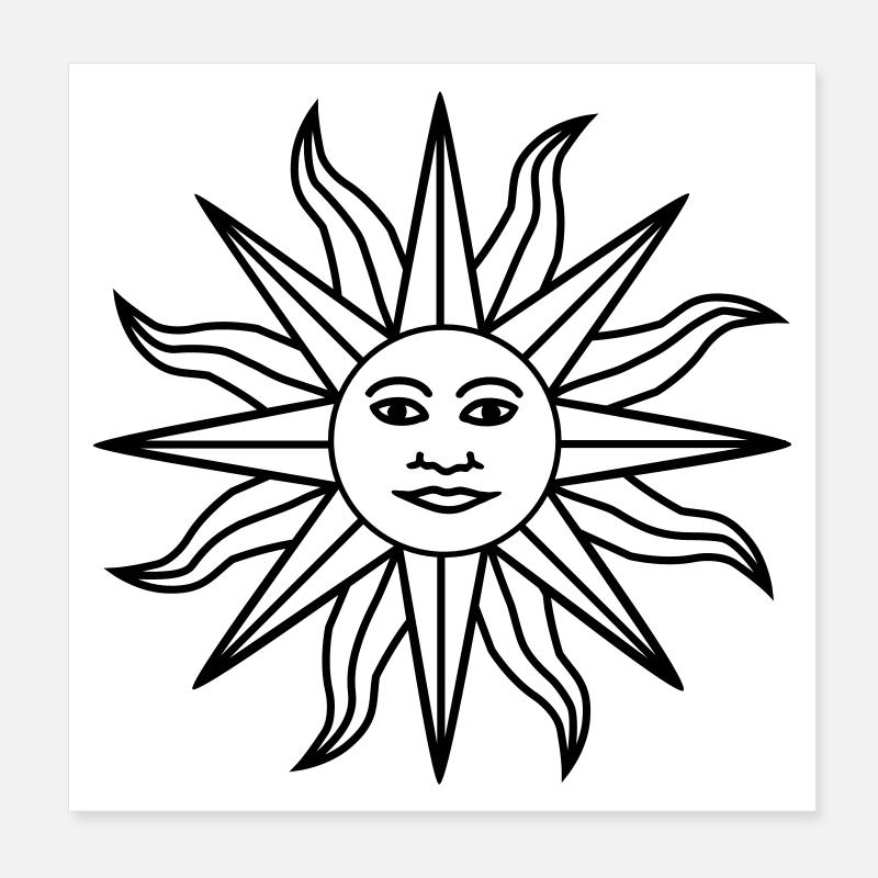 Sonne Gesicht Poster 20x20 cm