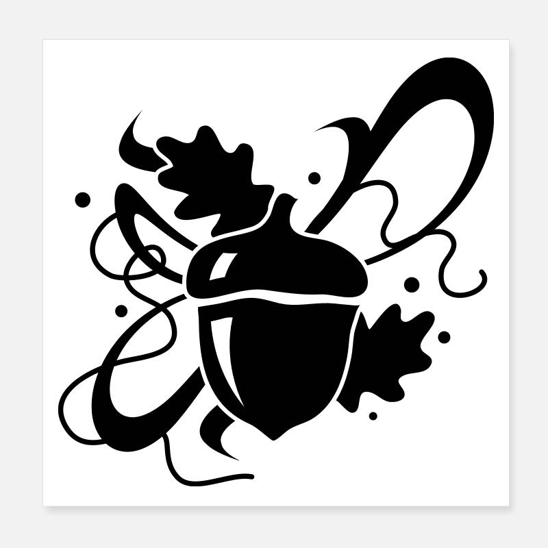 Eichel mit Eichenblätter Poster 20x20 cm