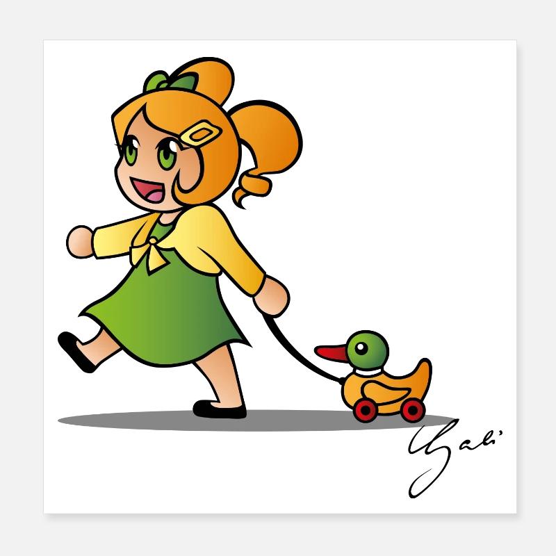 Fille avec canard Poster 20 x 20 cm