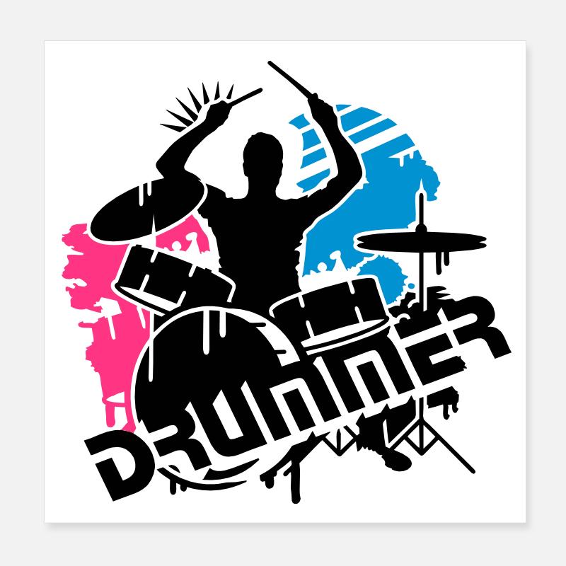 Un batteur et sa batterie Poster 20 x 20 cm