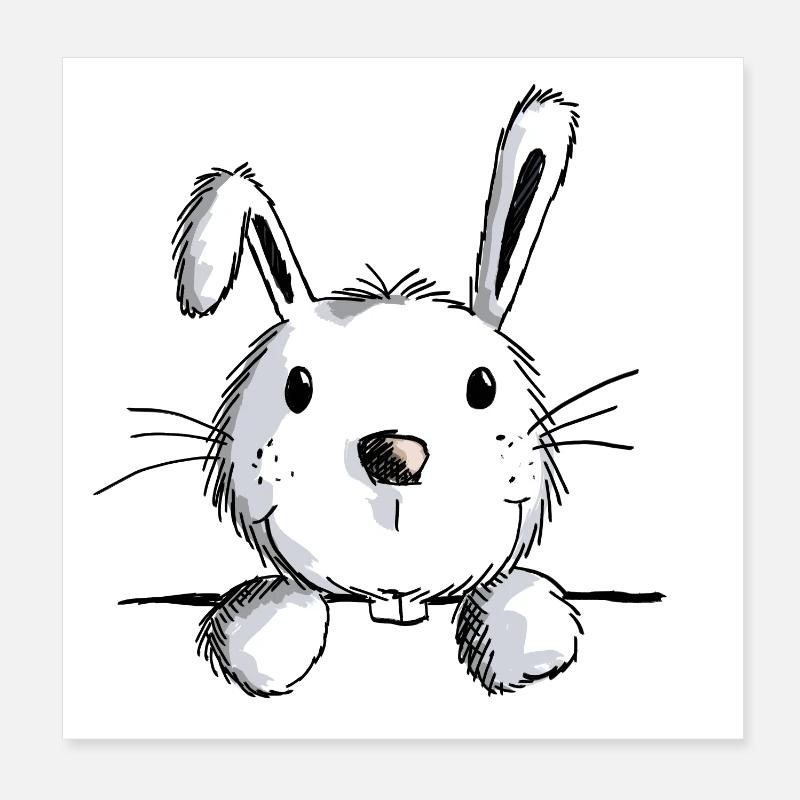 Lièvre curieux - lapins - lapins - lapins Poster 20 x 20 cm