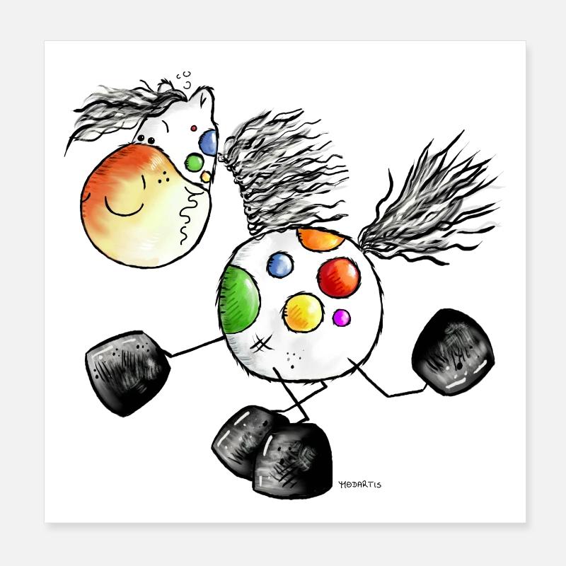 Kunterbuntes Pferd - Pony - Pferde Poster 20x20 cm