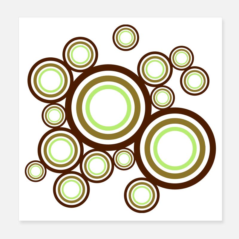Cercles rétro multicolores Poster 20 x 20 cm