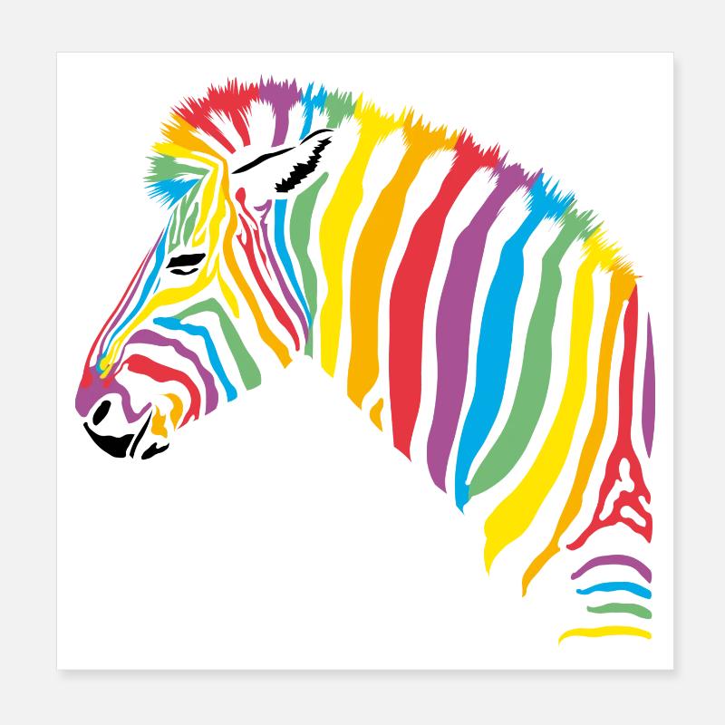 rainbow zebra Poster 20x20 cm