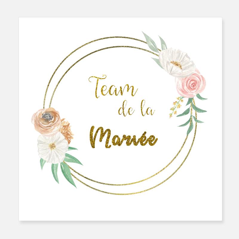 team de la mariée or et fleurs Poster 20 x 20 cm
