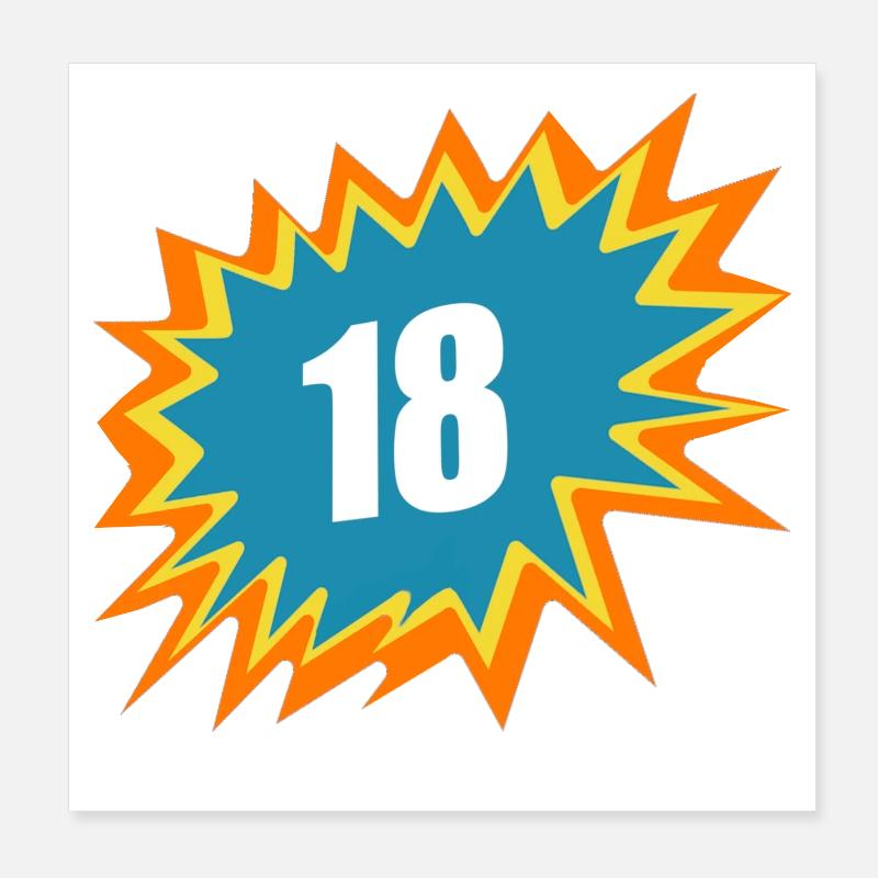 18 coloré, 18, 18. GB, de âge - Poster 20 x 20 cm - blanc