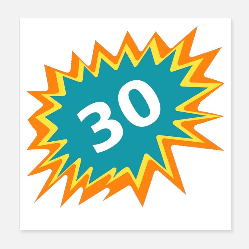 30 coloré, 30e GB, célébrer 30, cadeau 30 Poster 20 x 20 cm